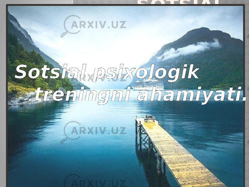 SOTSIAL PSIXOLOGIK TRENINGNI AHAMIYATI. Sotsial psixologik treningni ahamiyati. 