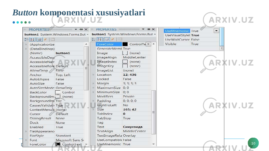 D A S T U R L A S H 2Button komponentasi xususiyatlari 10 