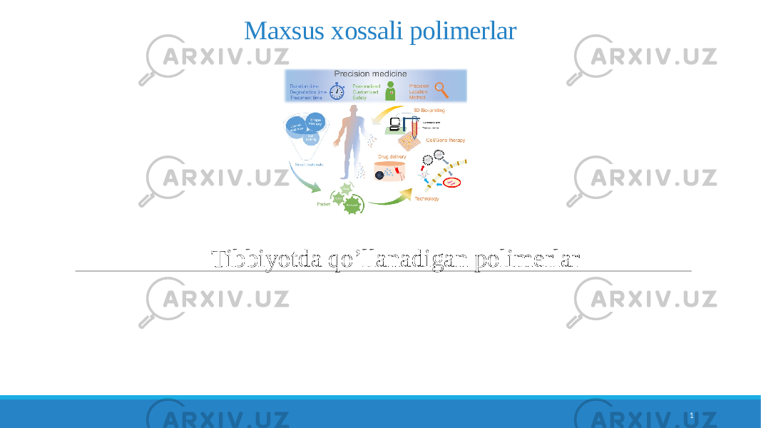 Maxsus xossali polimerlar 1Tibbiyotda qo’llanadigan polimerlar 