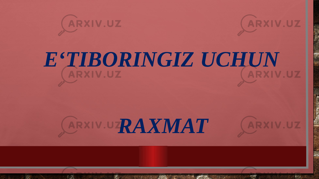  E‘TIBORINGIZ UCHUN RAXMAT 