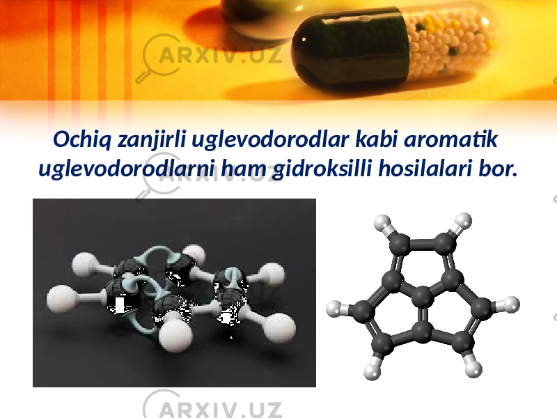 Ochiq zanjirli uglevodorodlar kabi aromatik uglevodorodlarni ham gidroksilli hosilalari bor. 
