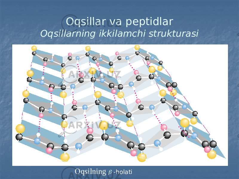 Oqsillar va peptidlar Oqsillarning ikkilamchi strukturasi O qsilning  -holati 