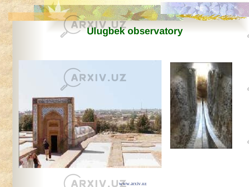 Ulugbek observatory www.arxiv.uz 
