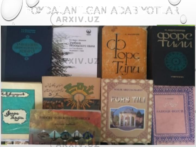 FOYDALANILGAN ADABIYOTLAR 