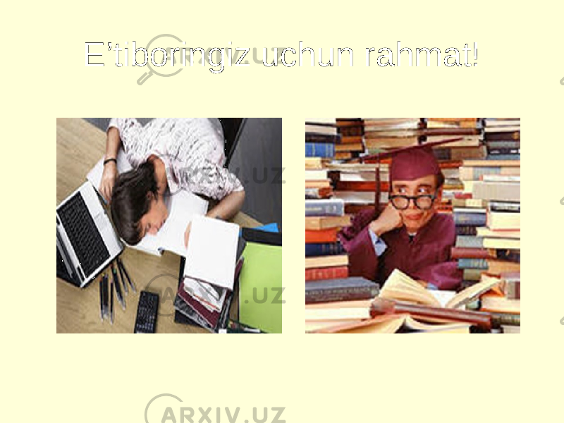 E’tiboringiz uchun rahmat! 