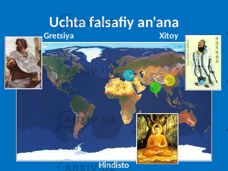 Uchta falsafiy an&#39;ana Gretsiya Hindisto n Xitoy 