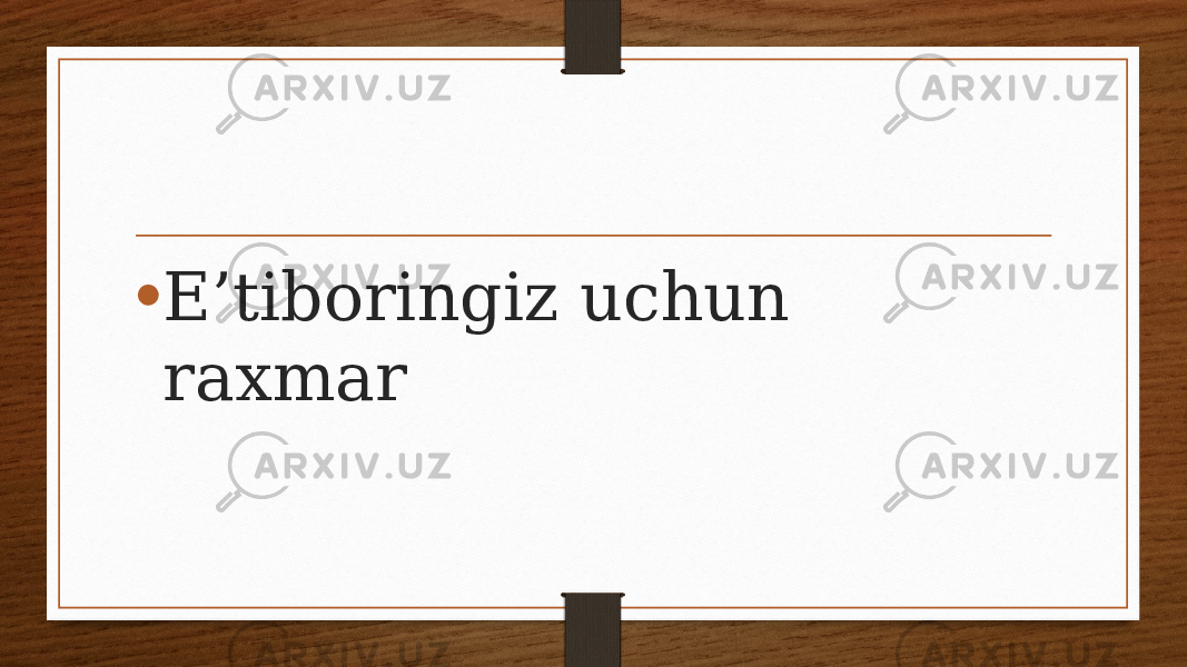 • E’tiboringiz uchun raxmar 