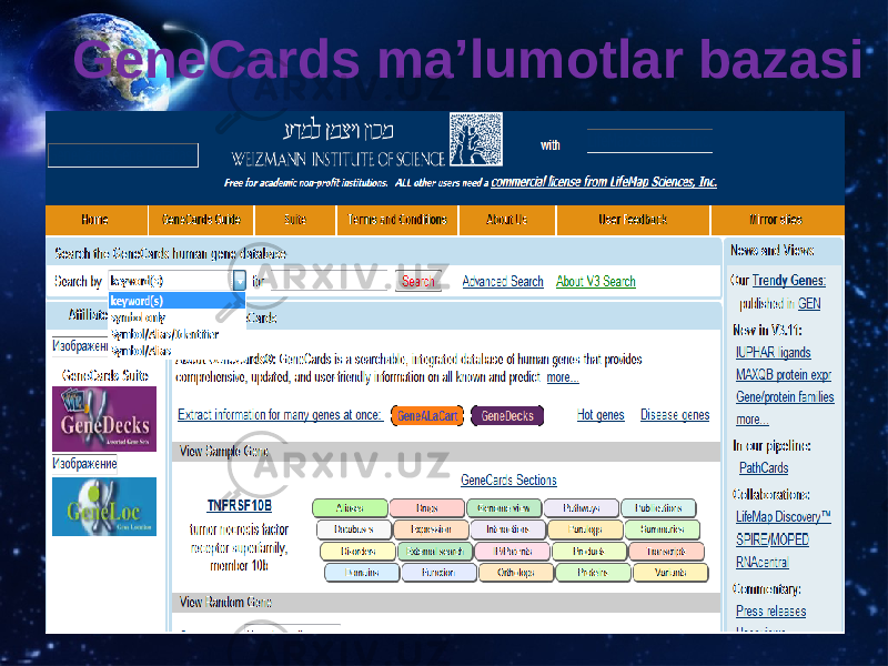 GeneCards ma’lumotlar bazasi 