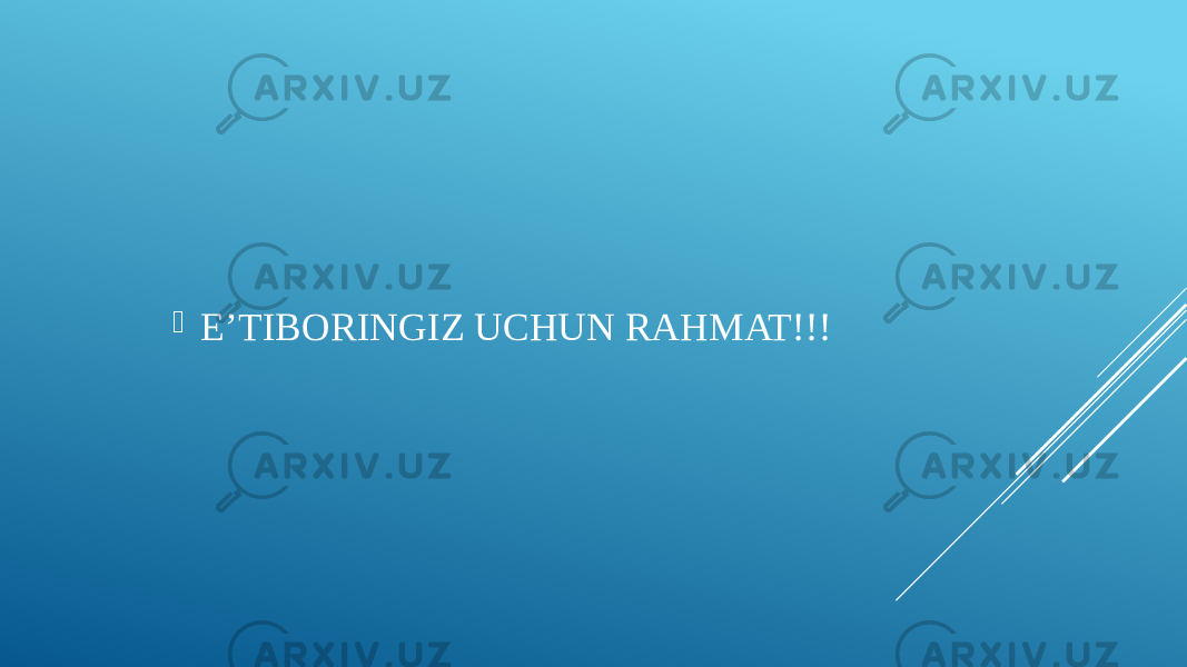  E’TIBORINGIZ UCHUN RAHMAT!!! 