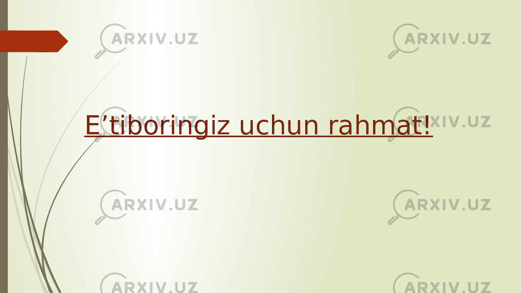 E’tiboringiz uchun rahmat! 