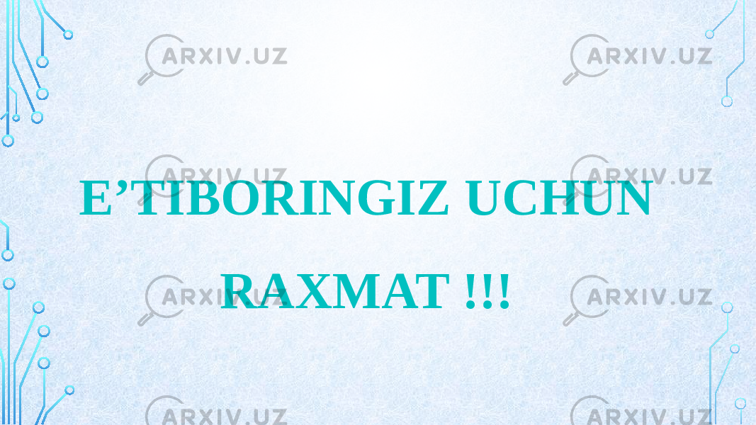 E’TIBORINGIZ UCHUN RAXMAT !!! 