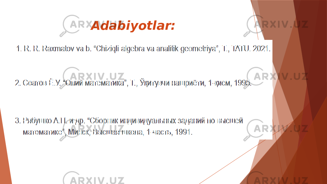 Adabiyotlar: 