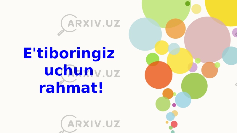 E&#39;tiboringiz uchun rahmat! 