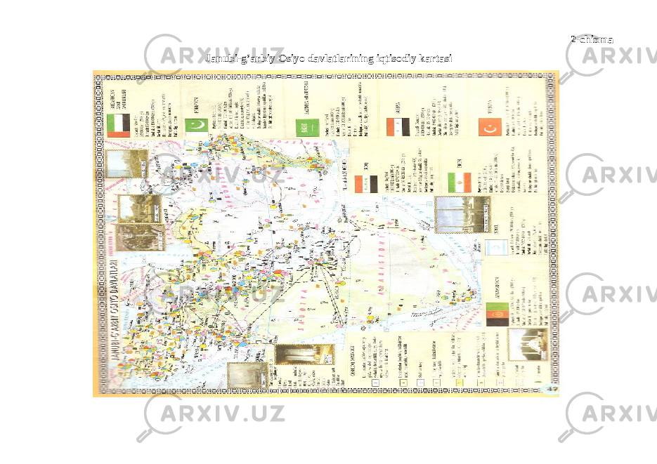 2-chizma Janubi-g’arbiy Osiyo davlatlarining iqtisodiy kartasi 