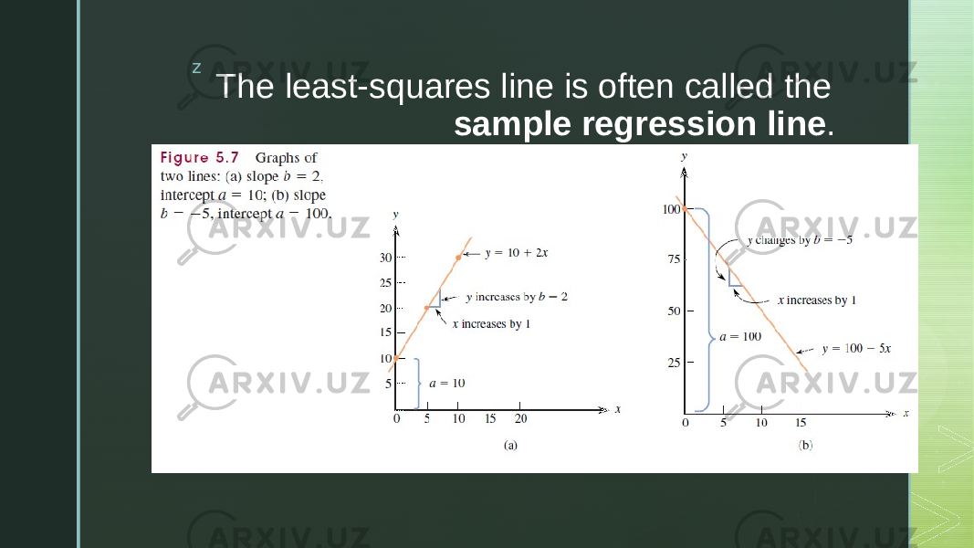 z The least-squares line is often called the sample regression line . 