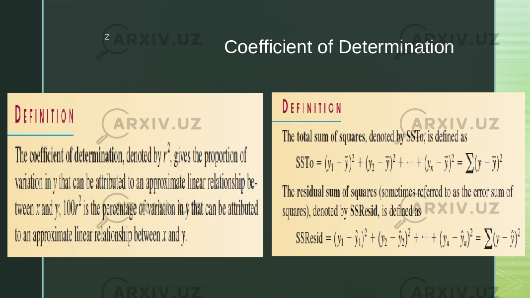 z Coefficient of Determination 