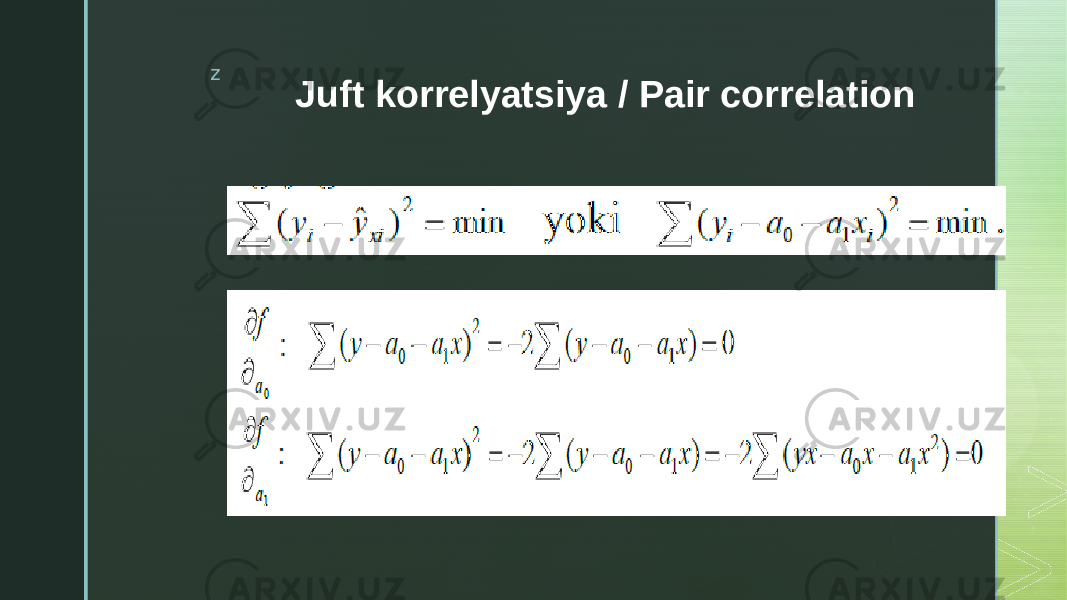 z Juft korrelyatsiya / Pair correlation 