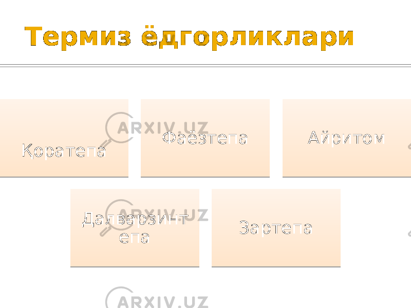 Термиз ёдгорликлари Қоратепа Фаёзтепа Айритом Далварзинт епа Зартепа 3E15 7E0723 27 71 28 7F 