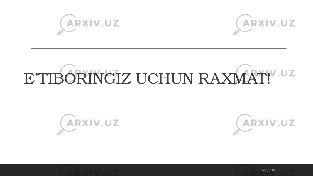 E’TIBORINGIZ UCHUN R A XMAT! 01/30/2025 