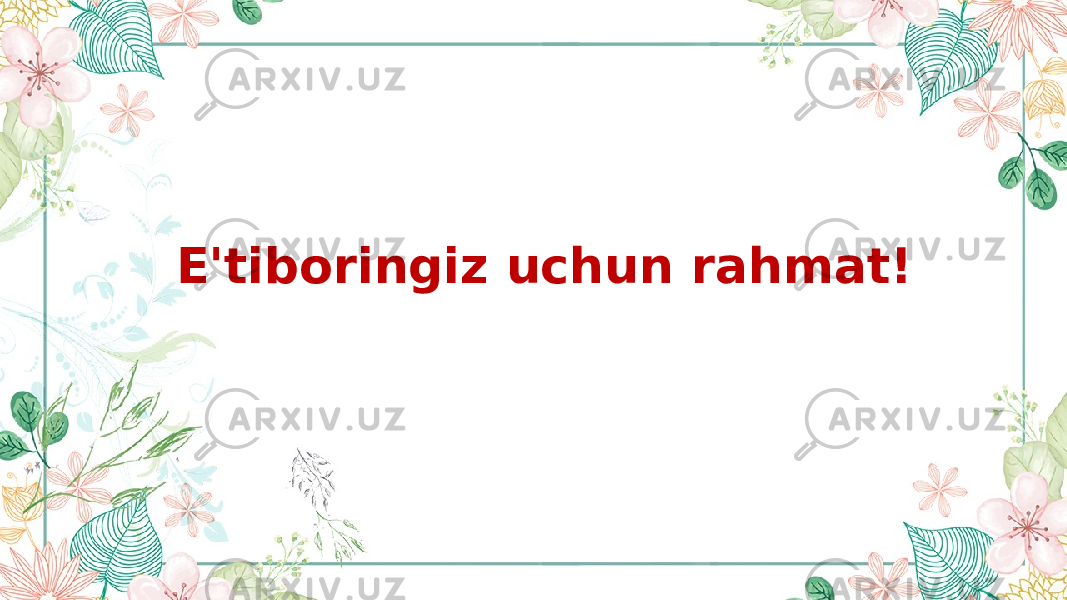 E&#39;tiboringiz uchun rahmat! 