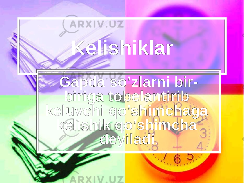 Kelishiklar Gapda so’zlarni bir- biriga tobelantirib keluvchi qo’shimchaga kelishik qo’shimcha deyiladi . 