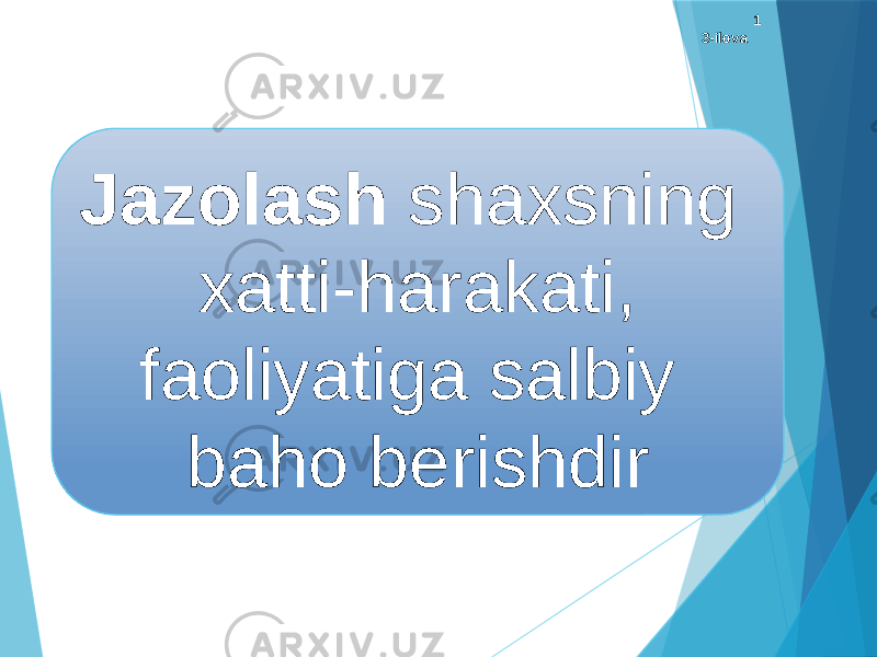 1 3-ilova Jazolash shaxsning xatti-harakati, faoliyatiga salbiy baho berishdir 