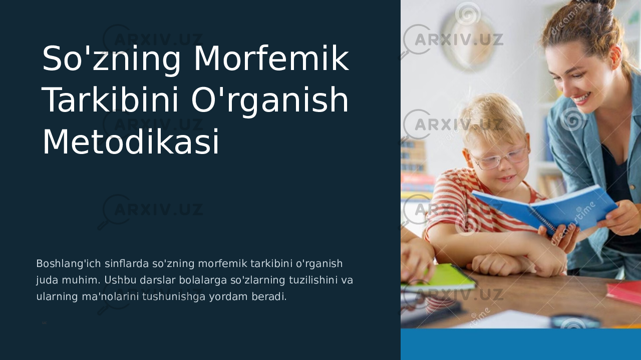 So&#39;zning Morfemik Tarkibini O&#39;rganish Metodikasi Boshlang&#39;ich sinflarda so&#39;zning morfemik tarkibini o&#39;rganish juda muhim. Ushbu darslar bolalarga so&#39;zlarning tuzilishini va ularning ma&#39;nolarini tushunishga yordam beradi. uc 