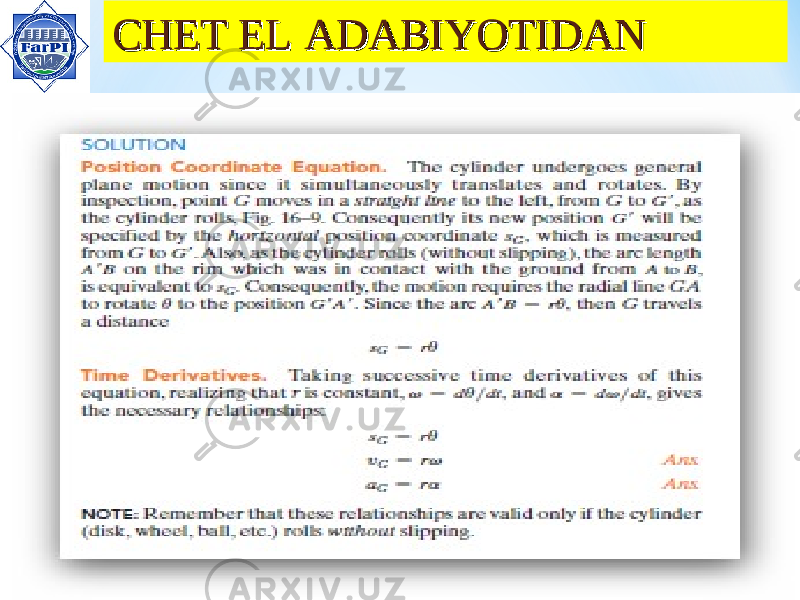 CHET EL ADABIYOTIDANCHET EL ADABIYOTIDAN 