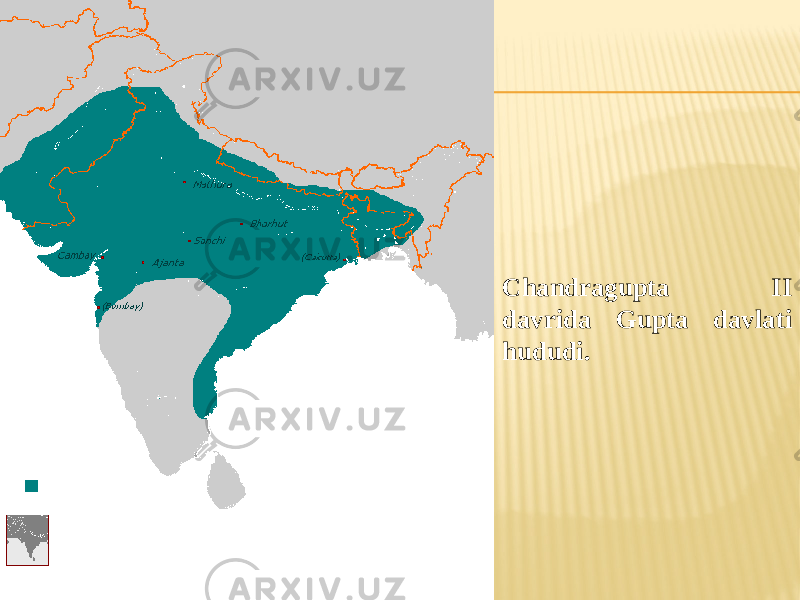Chandragupta II davrida Gupta davlati hududi. 