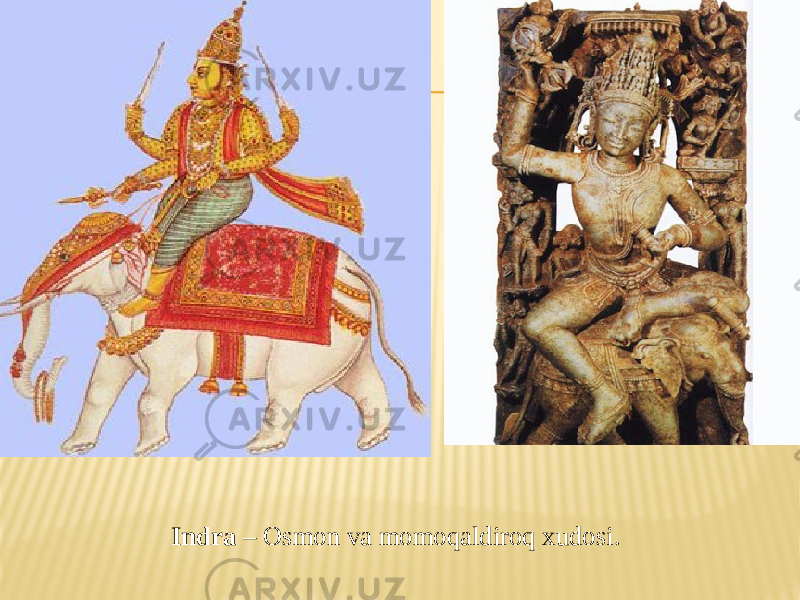 Indra – Osmon va momoqaldiroq xudosi. 