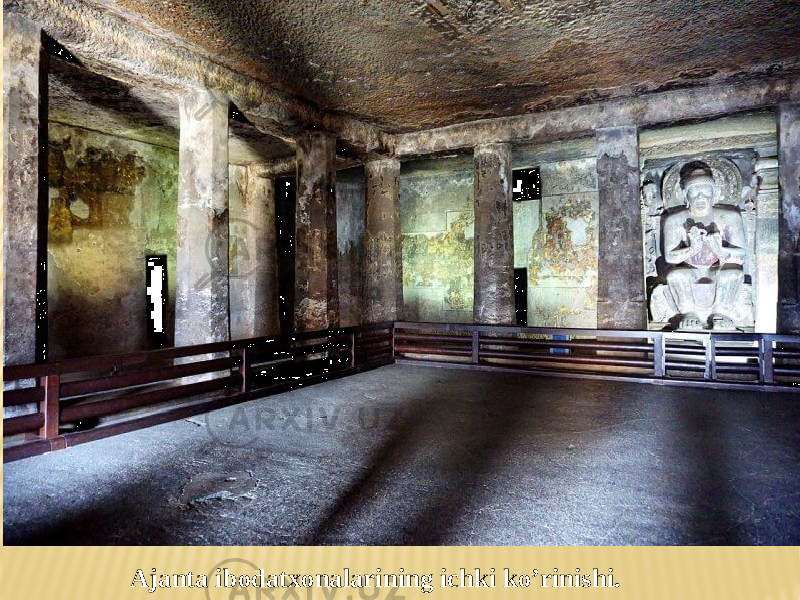 Ajanta ibodatxonalarining ichki ko’rinishi. 