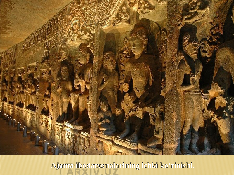 Ajanta ibodatxonalarining ichki ko’rinishi. 