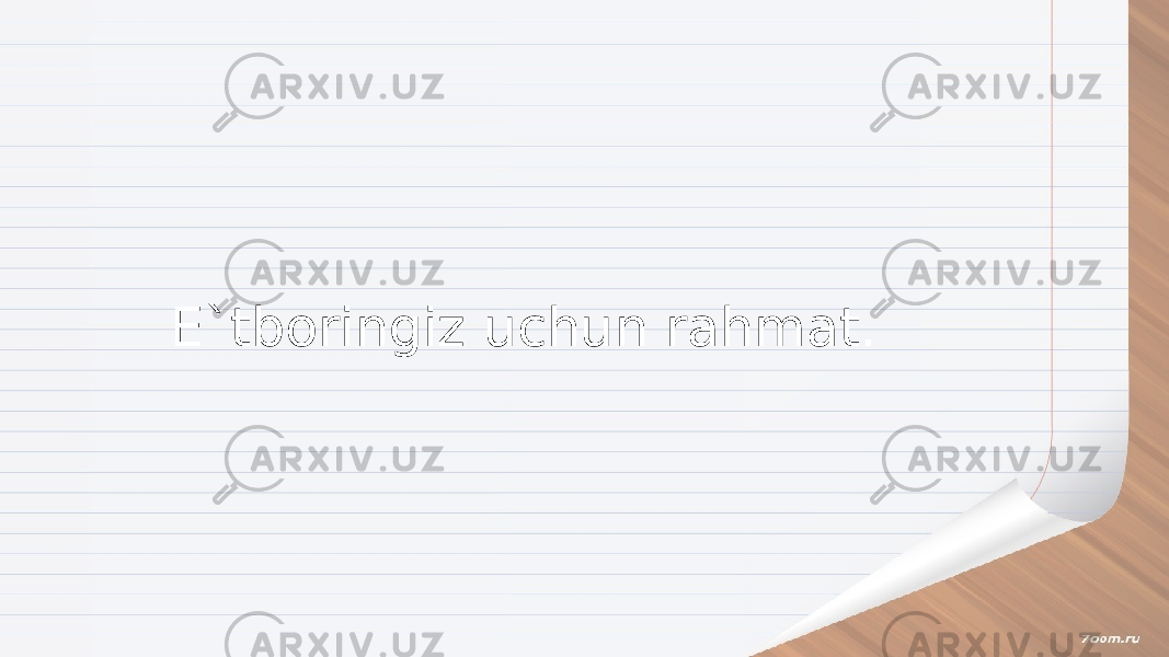 E`tboringiz uchun rahmat. 