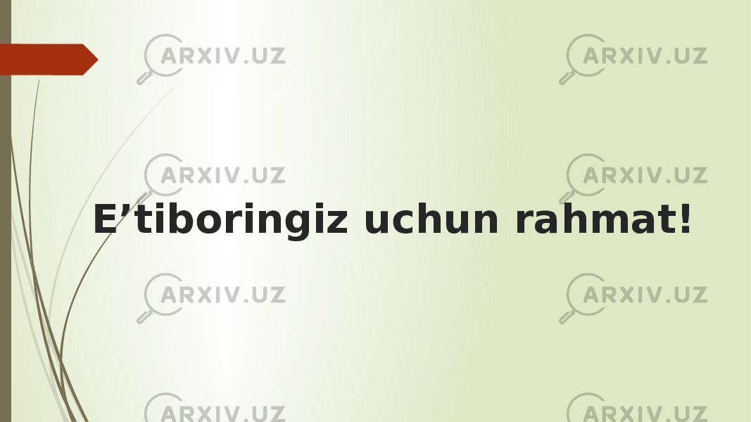 E’tiboringiz uchun rahmat! 