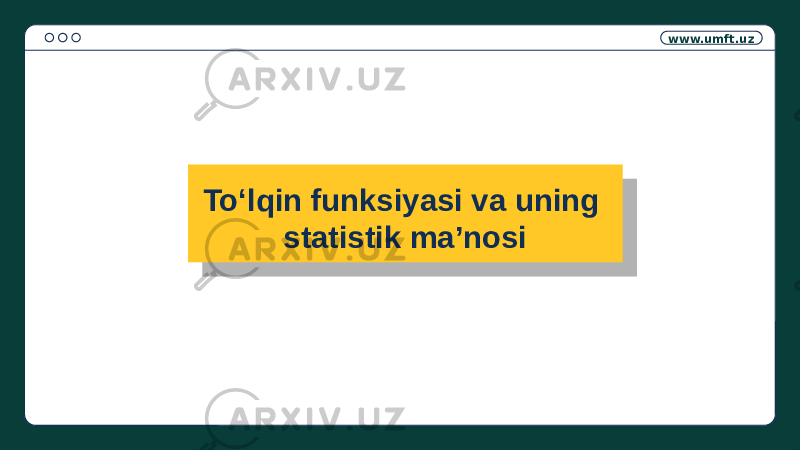 www.umft.uz To‘lqin funksiyasi va uning statistik ma’nosi01 0C11 