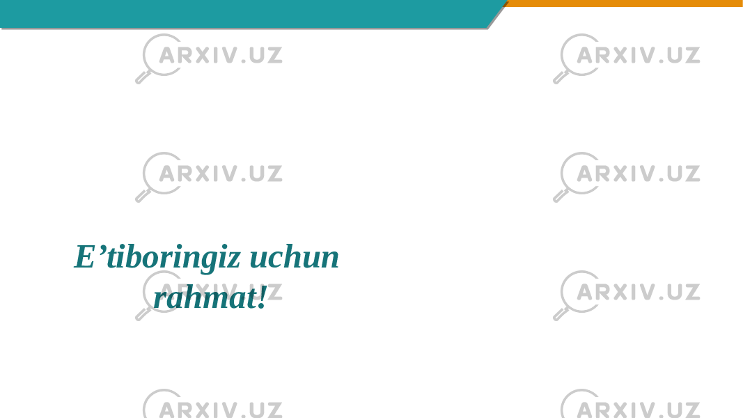 E’tiboringiz uchun rahmat! 