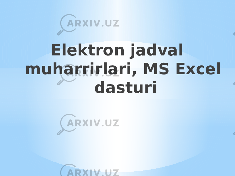 Elektron jadval muharrirlari, MS Excel dasturi 