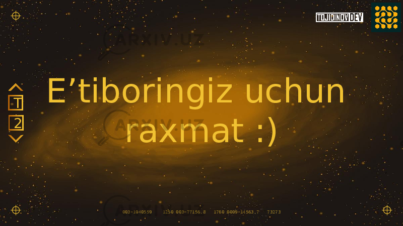 003-1040559 1250 003-77156.8 1760 0009-14563.7 73273 E’tiboringiz uchun raxmat :)2T 