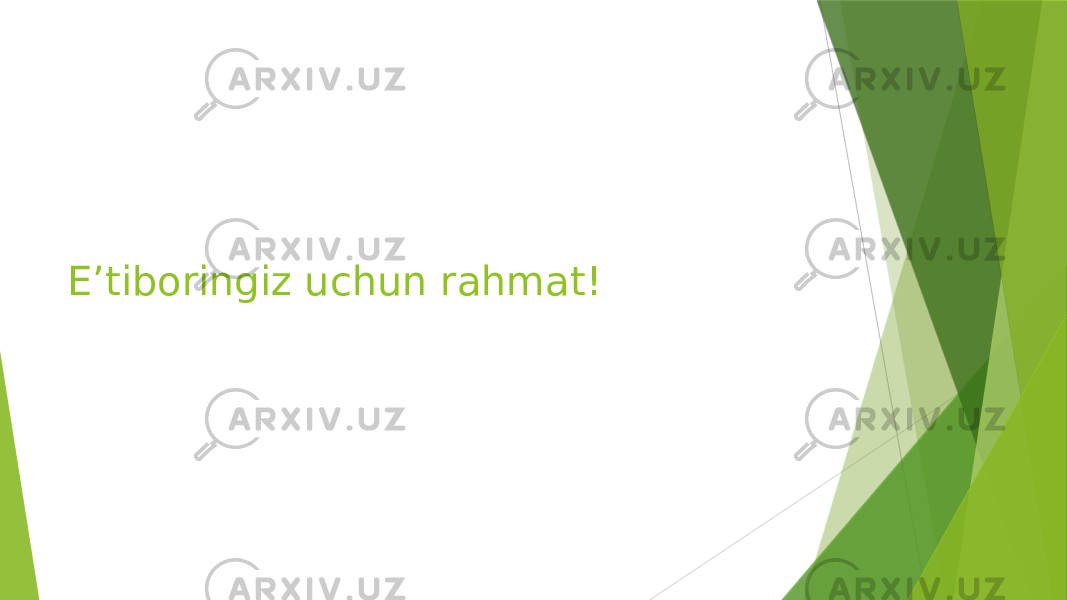 Eʼtiboringiz uchun rahmat! 