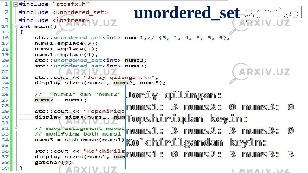 unordered_set ga misol 