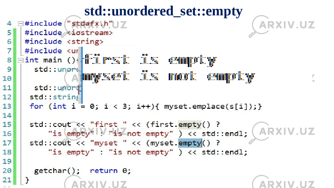 std::unordered_set::empty 