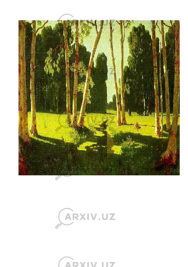 А.И.Куинджи (1842-1910) «Ойдин кеча» (1879) манзарасида ёруг-соя контрасти асарга кучли ифодавийлик бахш этган. 