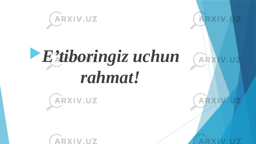  E’tiboringiz uchun rahmat! 