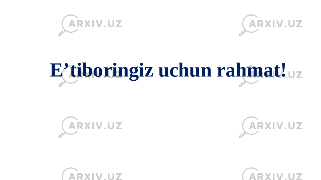 E’tiboringiz uchun rahmat! 