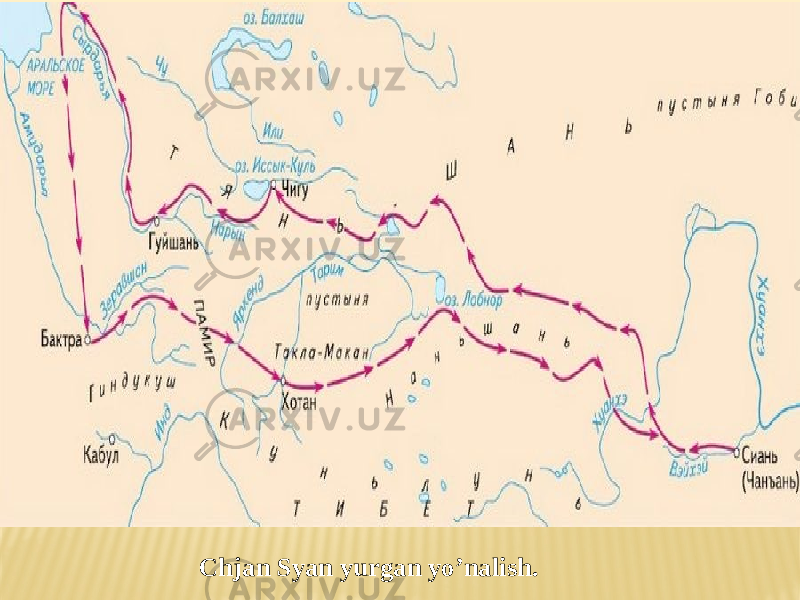 Chjan Syan yurgan yo’nalish. 