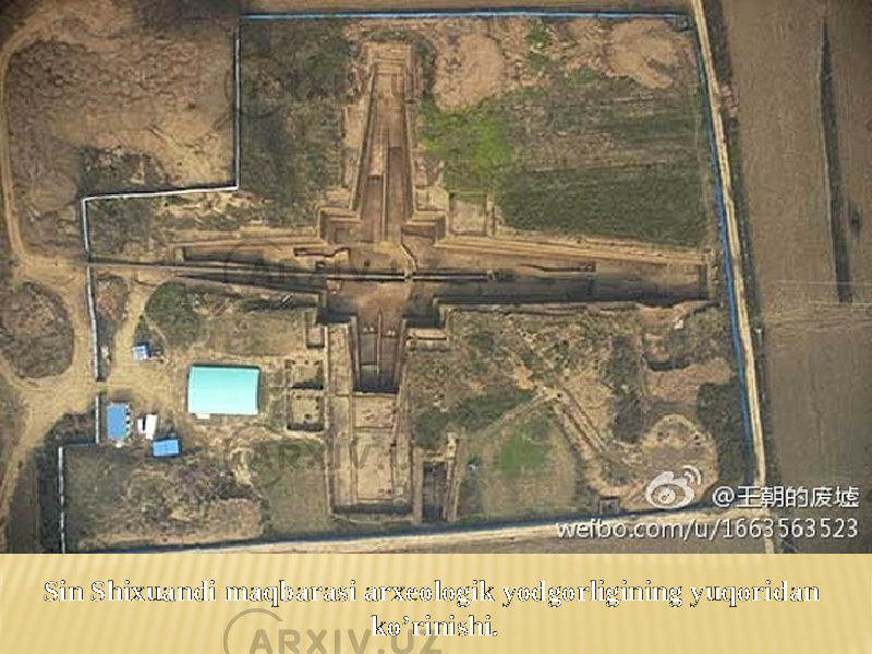 Sin Shixuandi maqbarasi arxeologik yodgorligining yuqoridan ko’rinishi. 