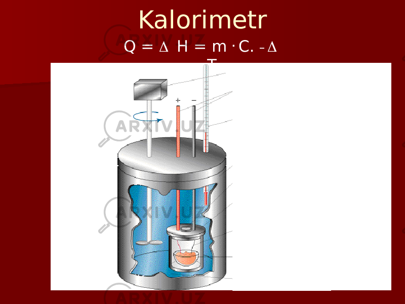 Kalorimetr Q =  H = m . C. _  T 