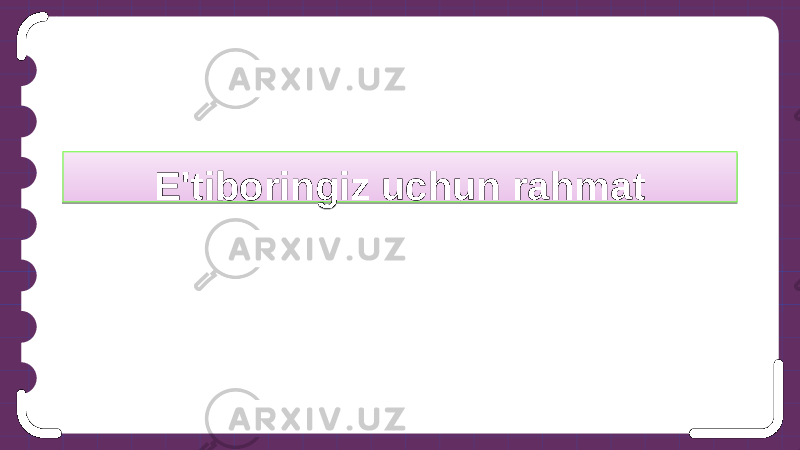 E&#39;tiboringiz uchun rahmat 2117 