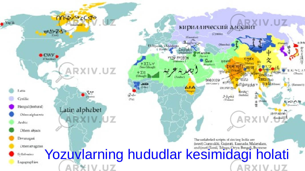 Yozuvlarning hududlar kesimidagi holati 