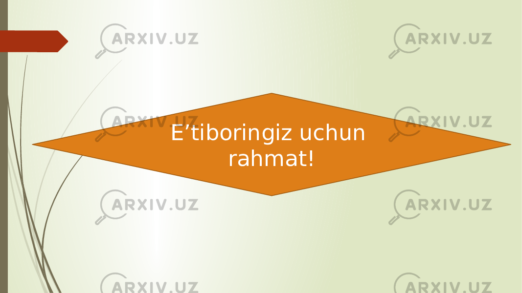 E’tiboringiz uchun rahmat! 